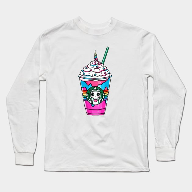 Unicorn Starbucks Sticker Long Sleeve T-Shirt by Illume Stickers